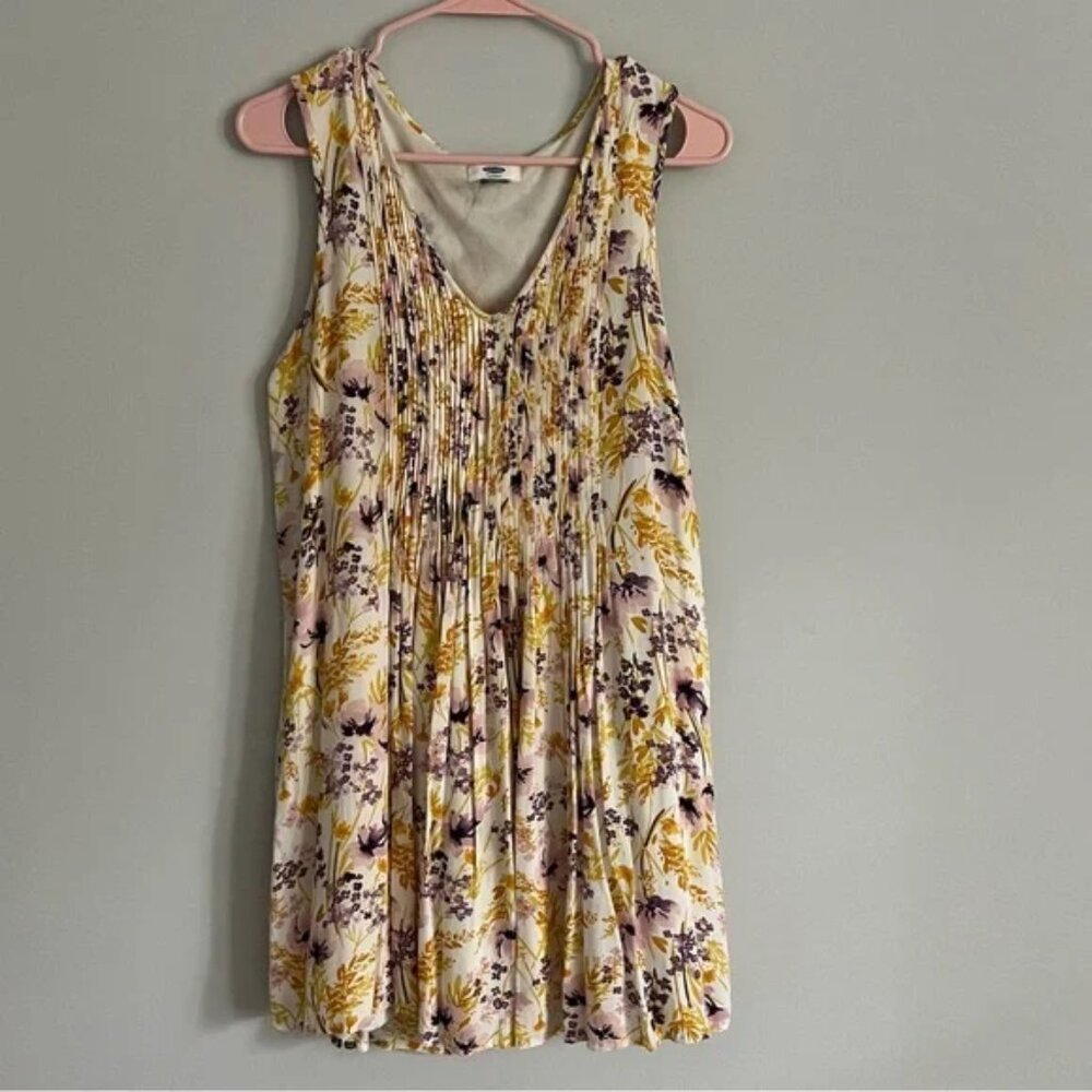 Old Navy Yellow Purple Floral Sleeveless V Neck Sundress